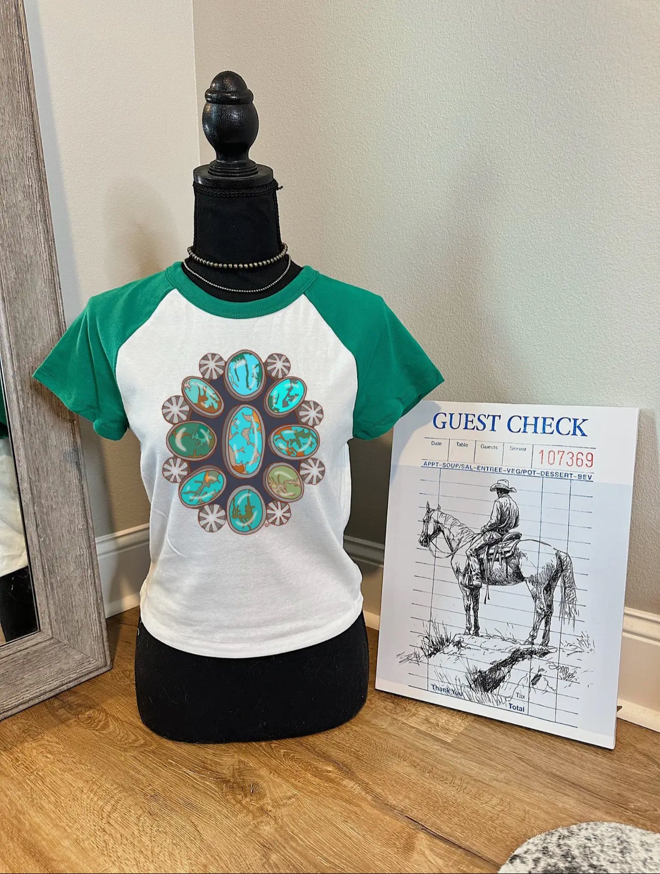 Green turquoise baby tee