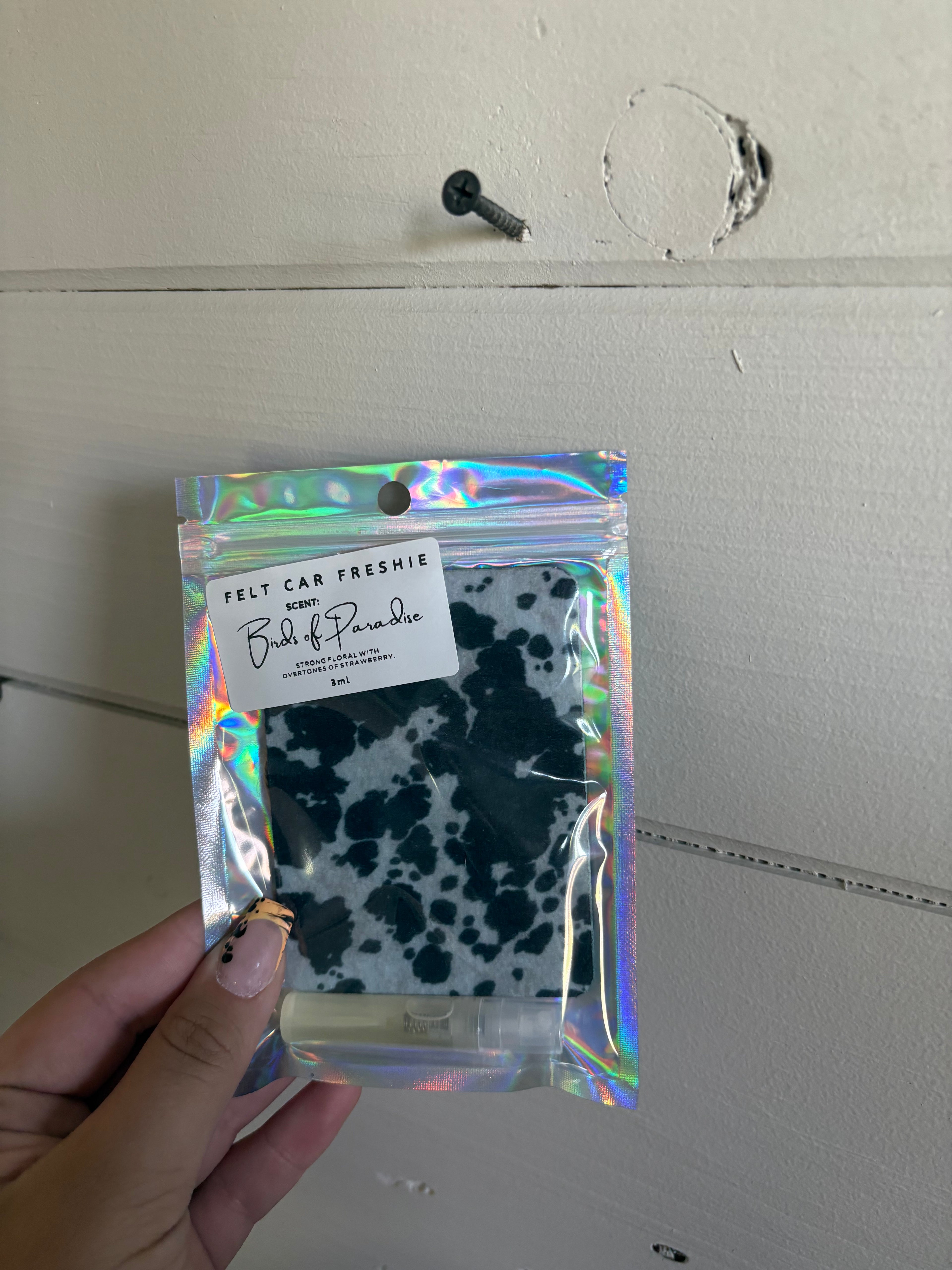 Cow print felt freshie