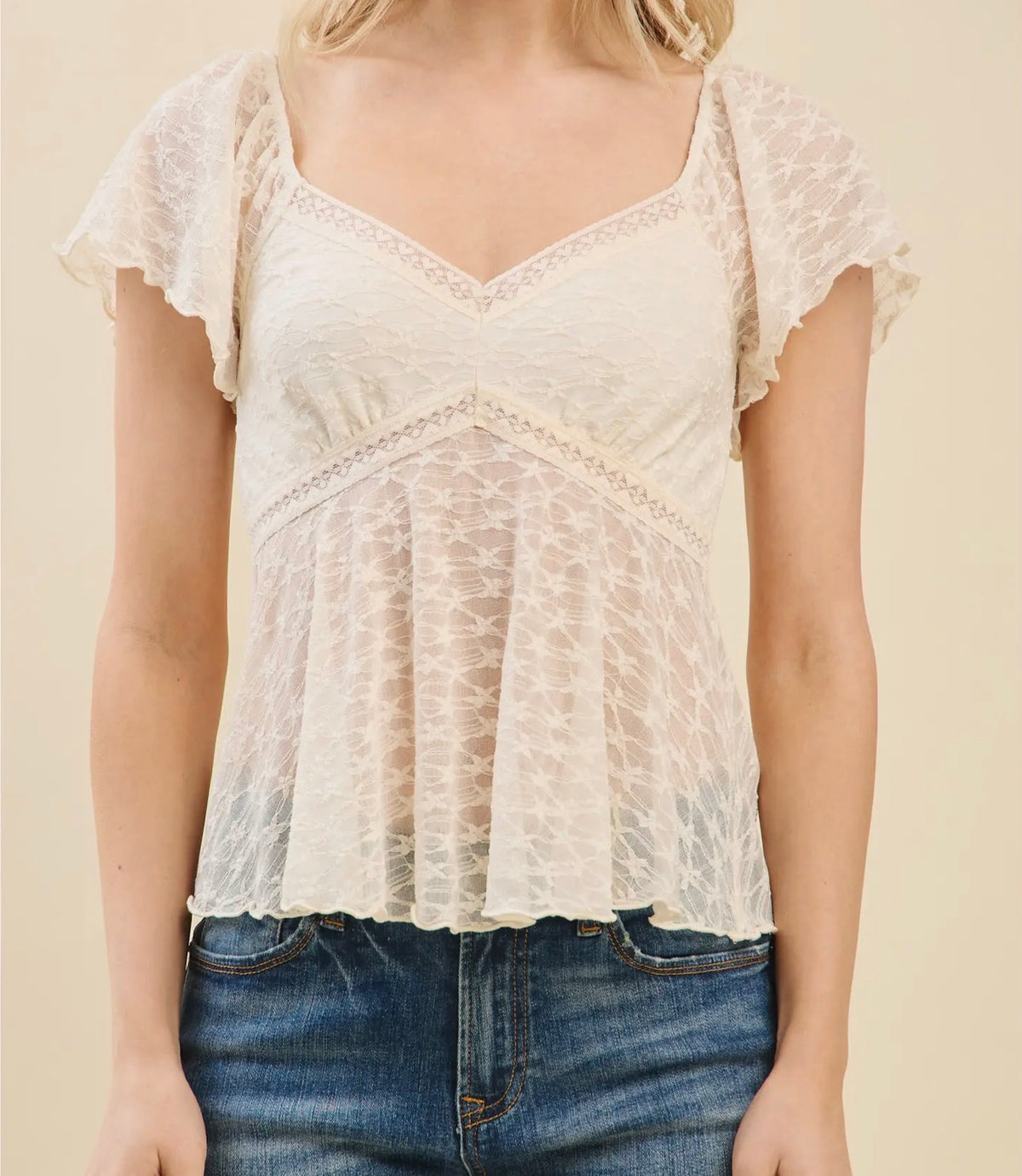 Cream Lace Top
