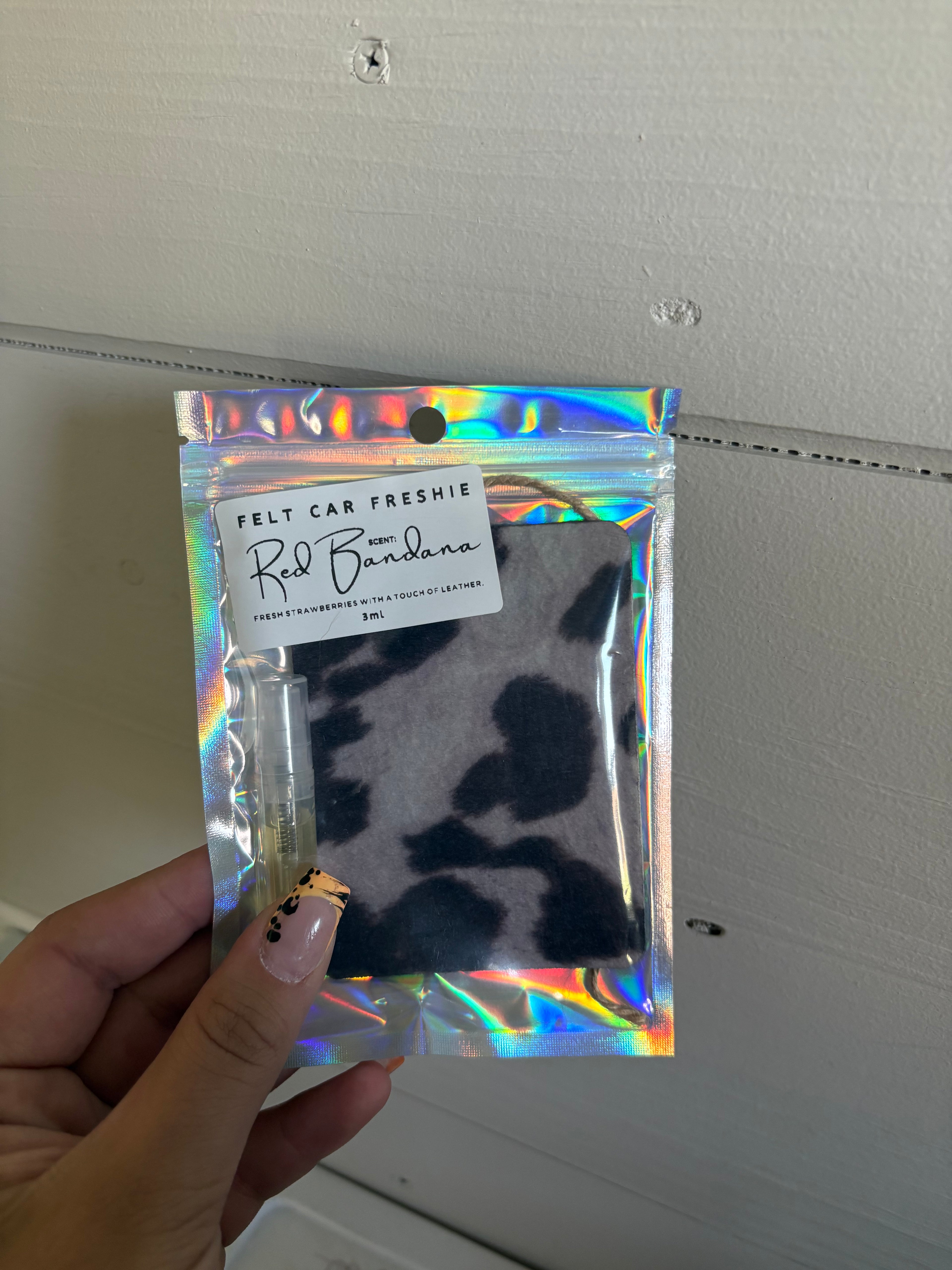 Cow print felt freshie