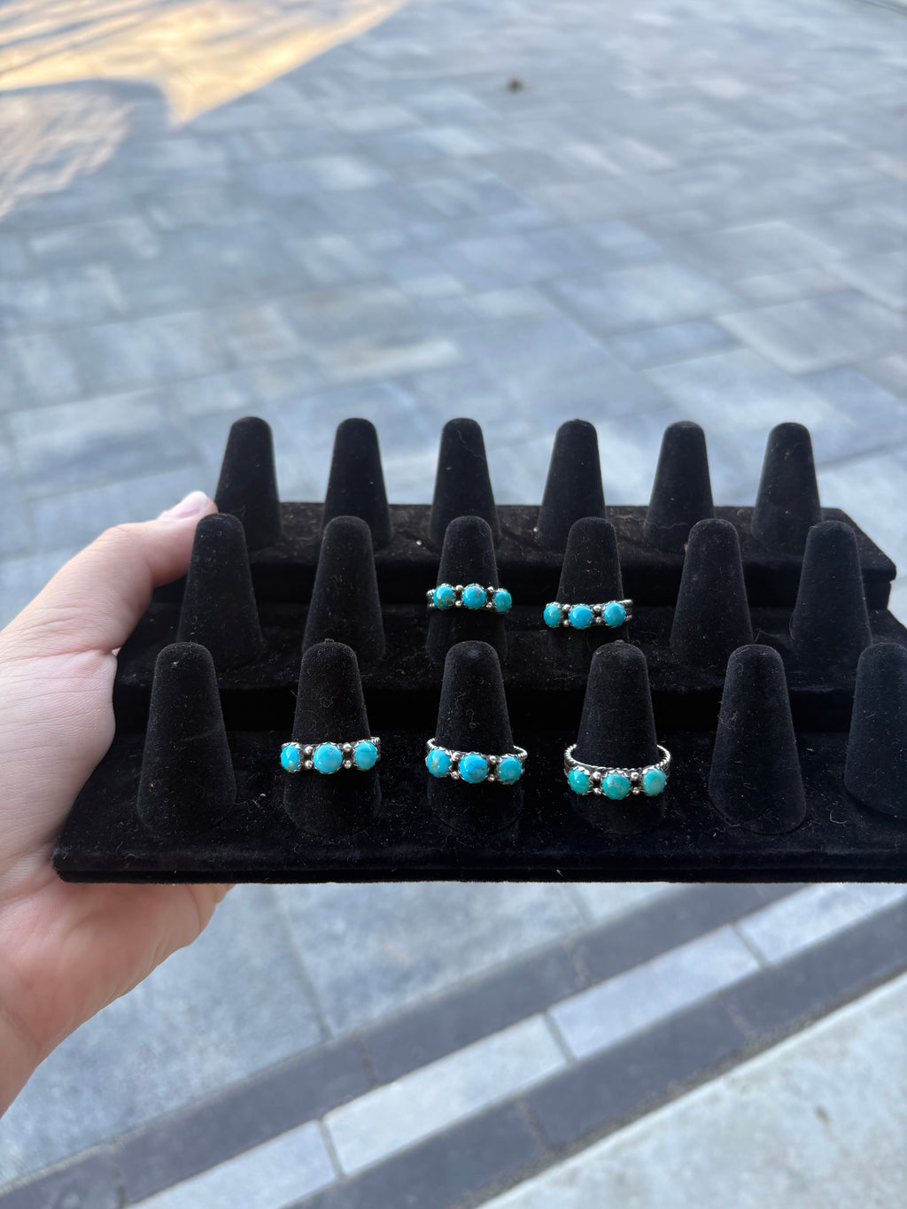 three stone turquoise rings